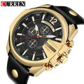 Montre Élégante pour Homme – Bracelet en Cuir & Design Doré Chic