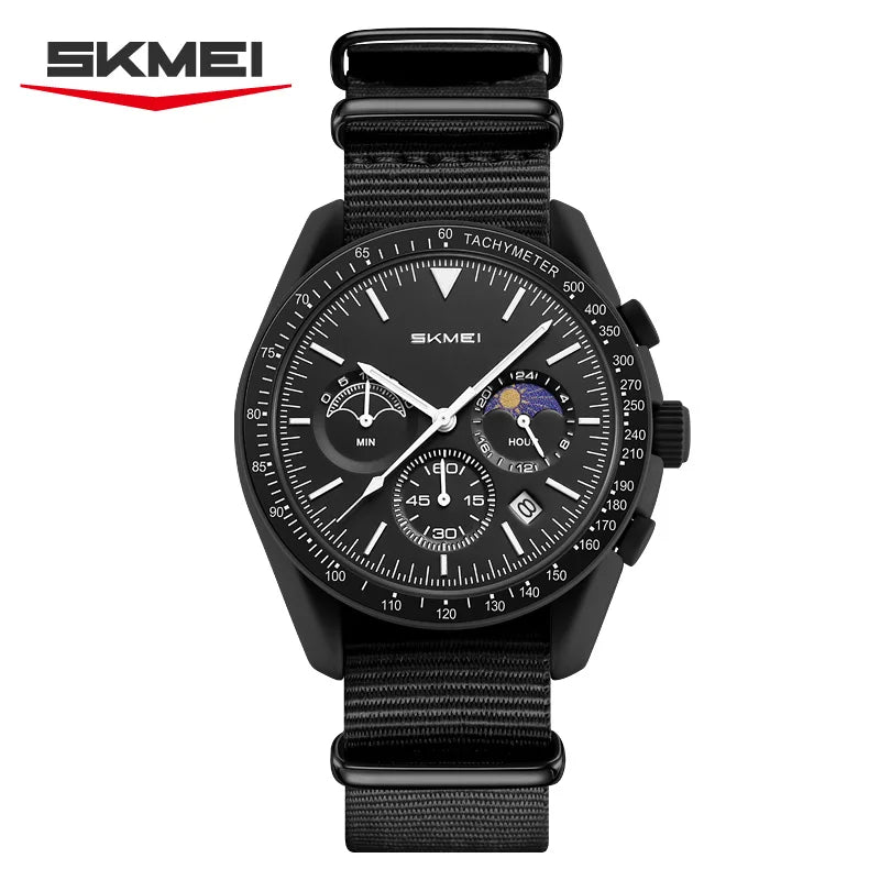 SKMEI 9392 Quartz Chronograph Watches Men Women Date 30M Waterproof Sport Wristwatch Fashion Nylon Strap Watch Gifts reloj mujer