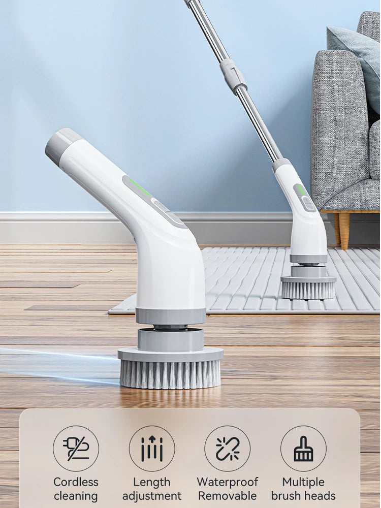 7 in 1  multifunctional handheld electric cleaning brush with telescopic function, bathroom floor and kitchen cleaning tool