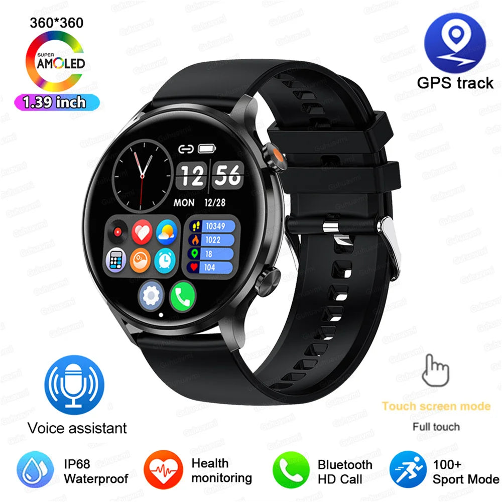 New Smart watch Women AMOLED HD Screen Always On Display Bluetooth Call IP68 Waterproof GPS Smart Men Watch For Android ios