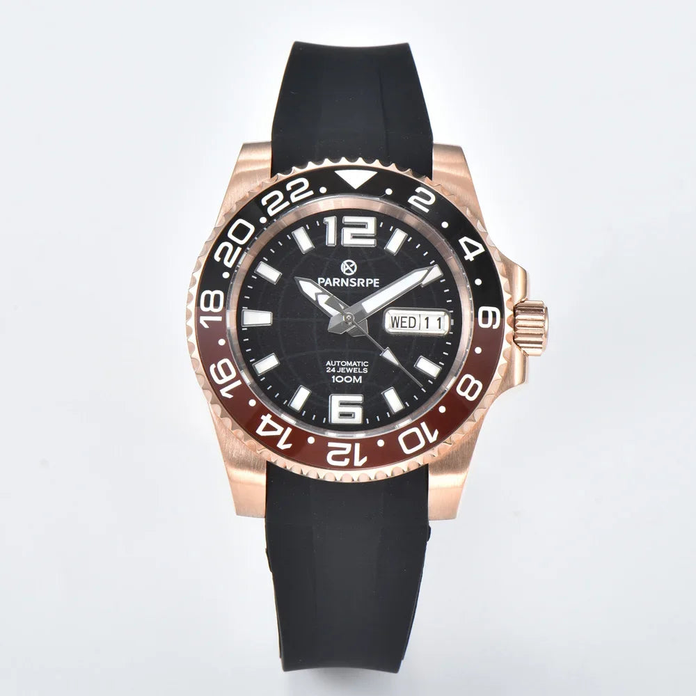 Men's Luxury NH35 Automatic Watch 40mm, Ceramic Bezel, Gradient Dial, Sapphire Crystal, GMT Luminous Waterproof Wristwatch