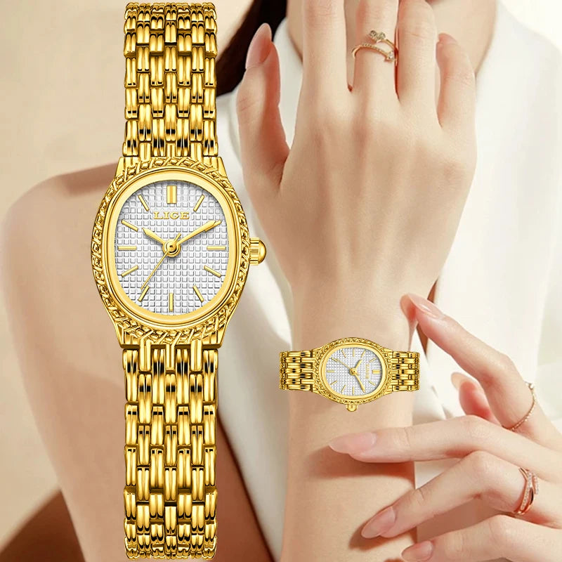 LIGE Elegant Watches for Woman Small Dial Fashion Luxury Simple Waterproof Quartz Women's Wristwatch Classic Clock Montre Femme