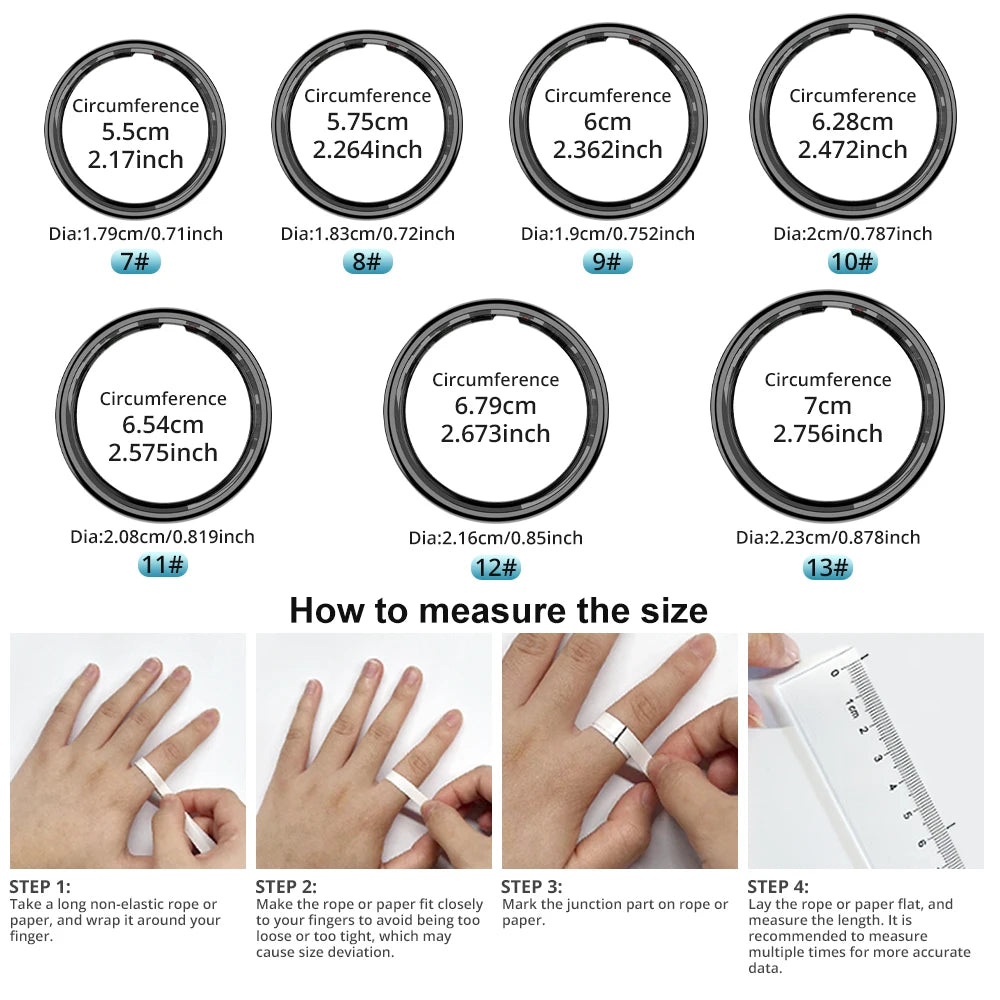 COLMI R12 Smart Ring with Display Screen and Touch, Wireless Charging, Health Manager, 5 ATM Waterproof For Men Women