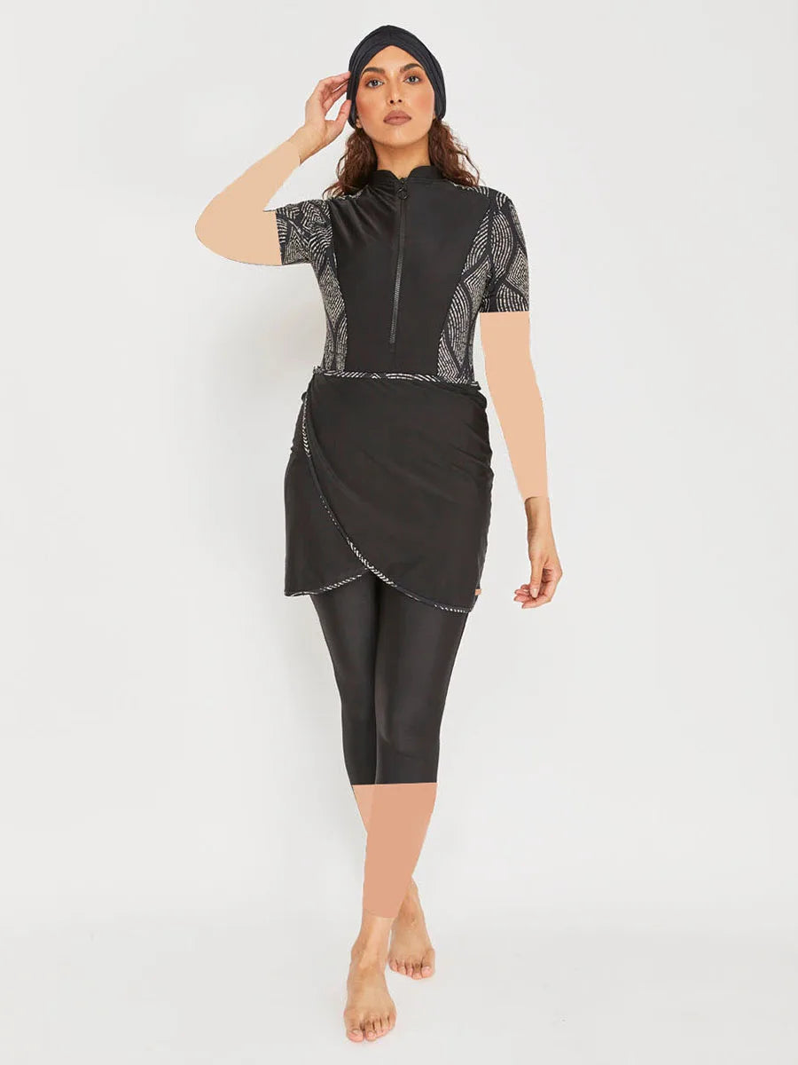 3PCS Modest Burkini Femmes Muslim Swim Suit Swimwear Short Sleeves Islamic Women Swimsuit