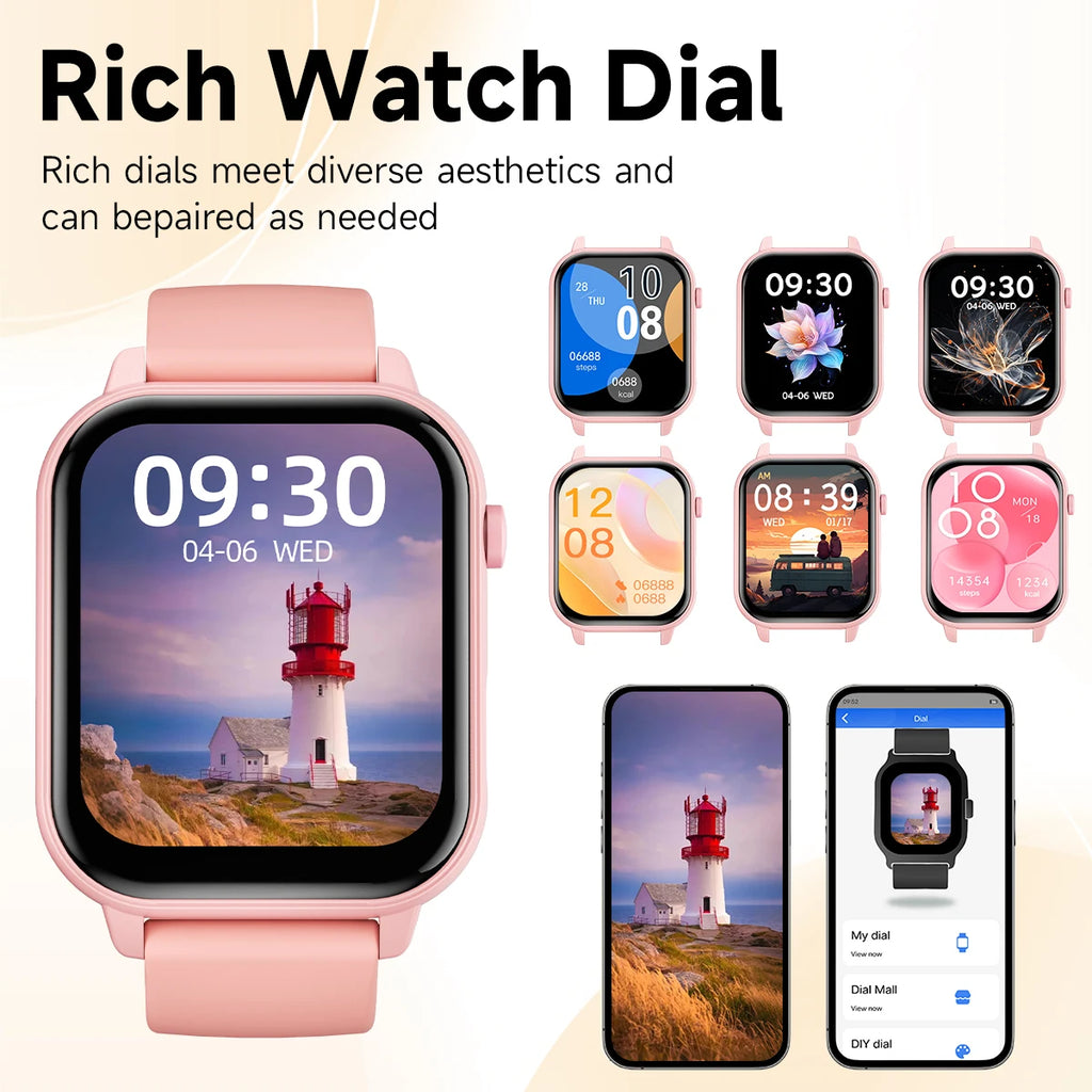 Smartwatch for men women 1.83‘’ Screen  Intelligent Voice Assistant SIRI Bluetooth Call Fitness Equipment Holiday Gift