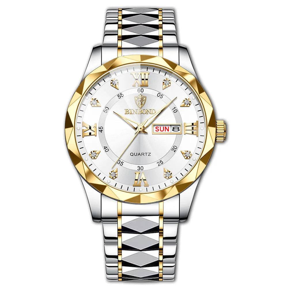 Quartz Watches Top Brand Luxury Business Waterproof Luminous Large Dial Men Wristwatches Sports Stainless Steel Watch