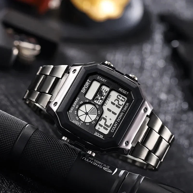 YIKAZE Digital Watches For Men Sports Waterproof Bracelet Clock Gold Electronice LED Wristwatch Man Casucal montre homme relogio