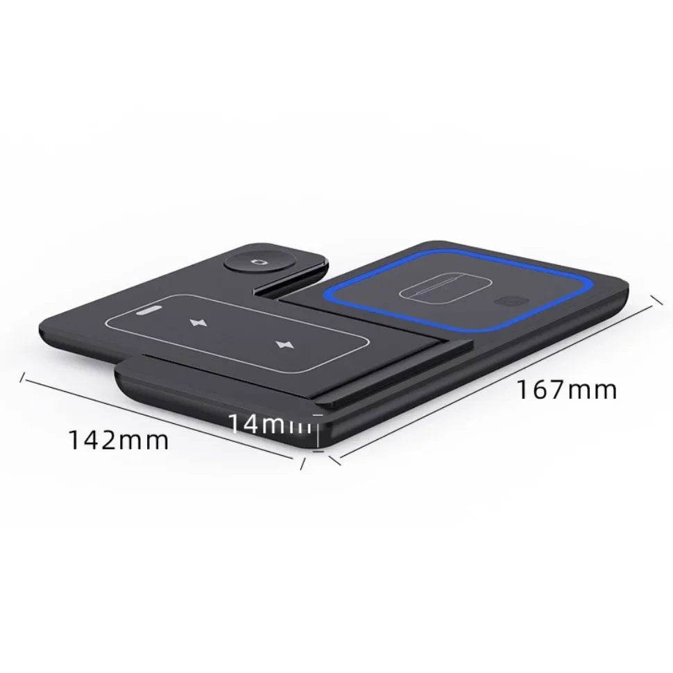 Station de Charge Sans Fil 3-en-1 Pliable – Chargeur Rapide pour iPhone, Apple Watch & AirPods