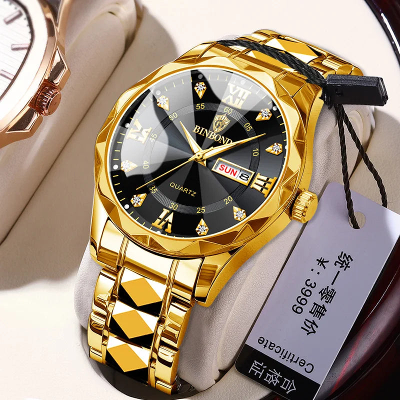 Quartz Watches Top Brand Luxury Business Waterproof Luminous Large Dial Men Wristwatches Sports Stainless Steel Watch