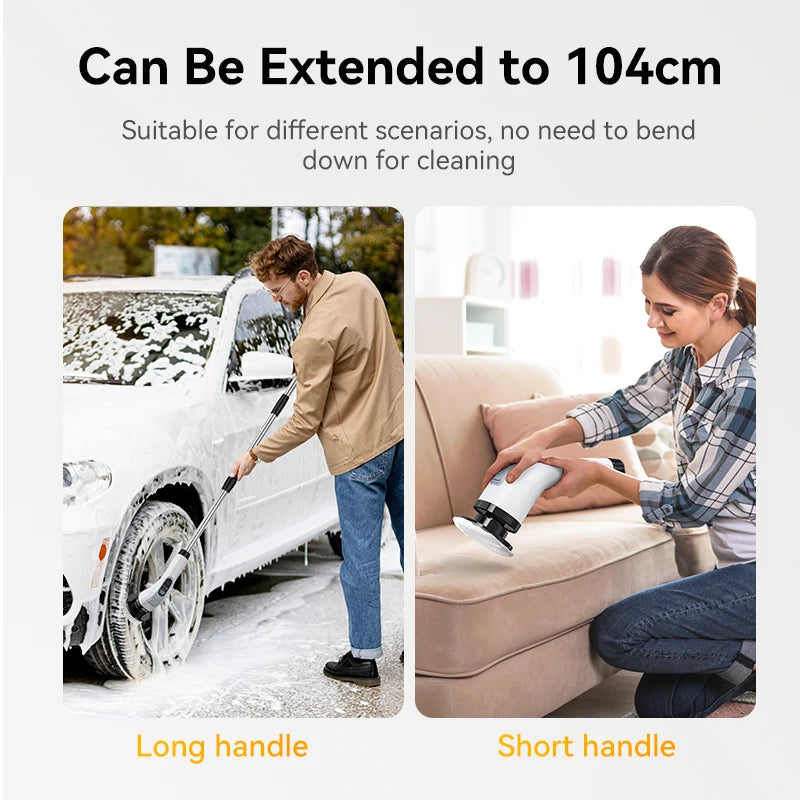 7 in 1  multifunctional handheld electric cleaning brush with telescopic function, bathroom floor and kitchen cleaning tool