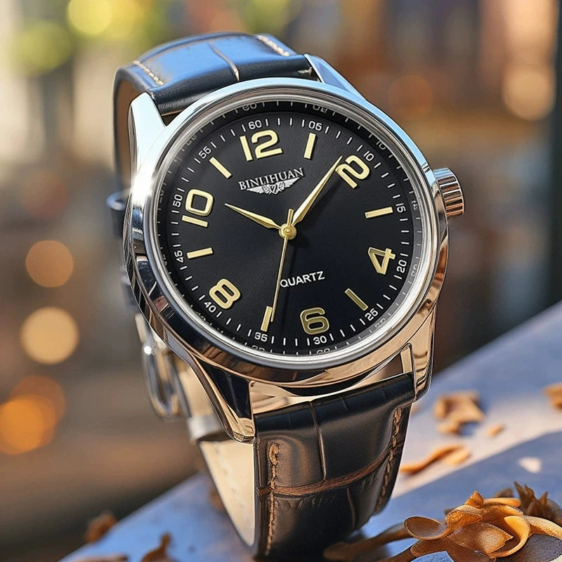 New Fashion Luxury Man Leather Business Watch Men Higt Quality Quartz Watches Students Hot Sport Wristwatches Gifts Reloj Hombre