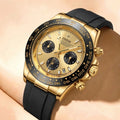 Hot-Selling High-Appearance Men's Quartz Watch with Three Dials and Six Hands, Waterproof, Luminous, Calendar, Silicone Strap, Light Luxury Business Casual Men's Trendy Versatile Sports Wristwatch