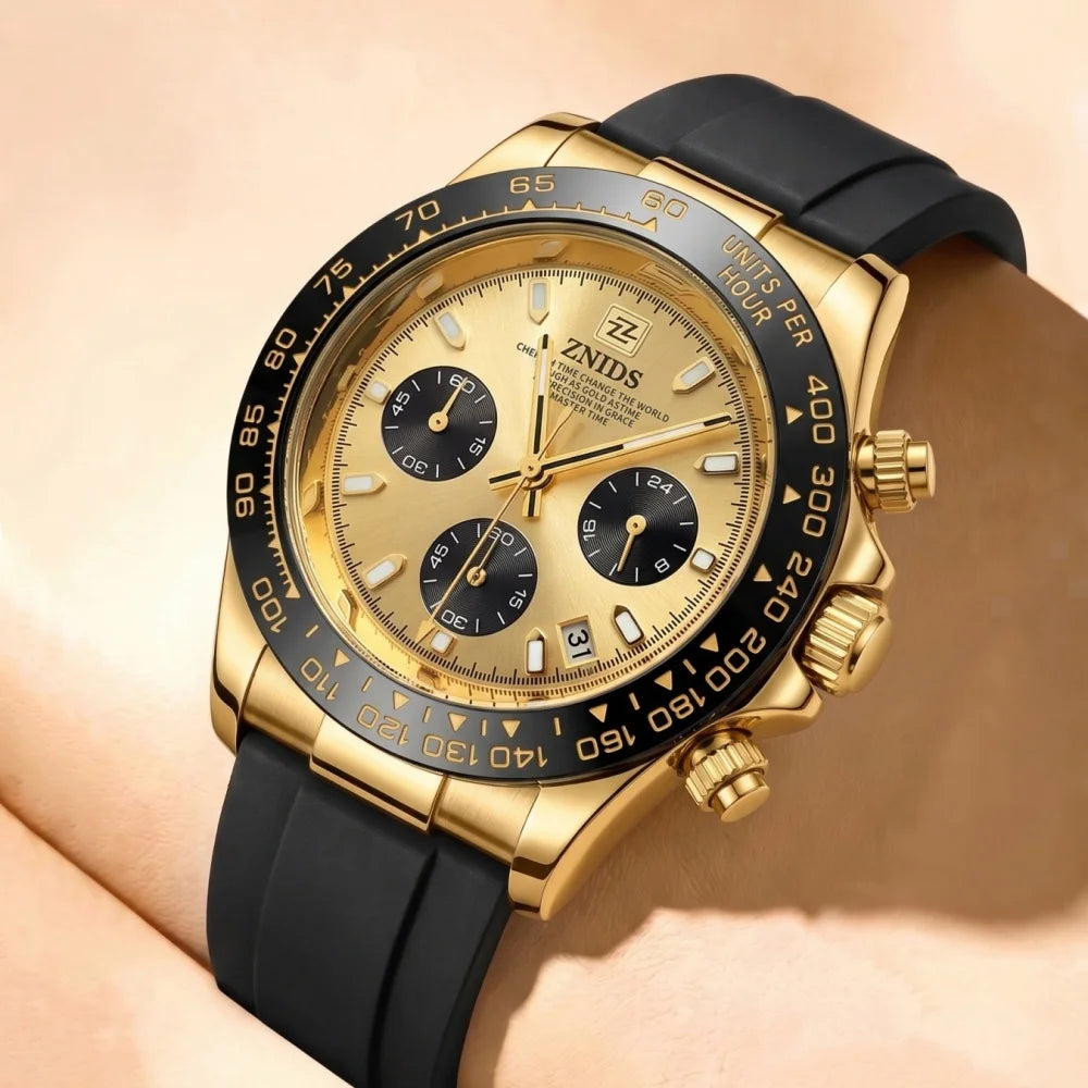 Hot-Selling High-Appearance Men's Quartz Watch with Three Dials and Six Hands, Waterproof, Luminous, Calendar, Silicone Strap, Light Luxury Business Casual Men's Trendy Versatile Sports Wristwatch