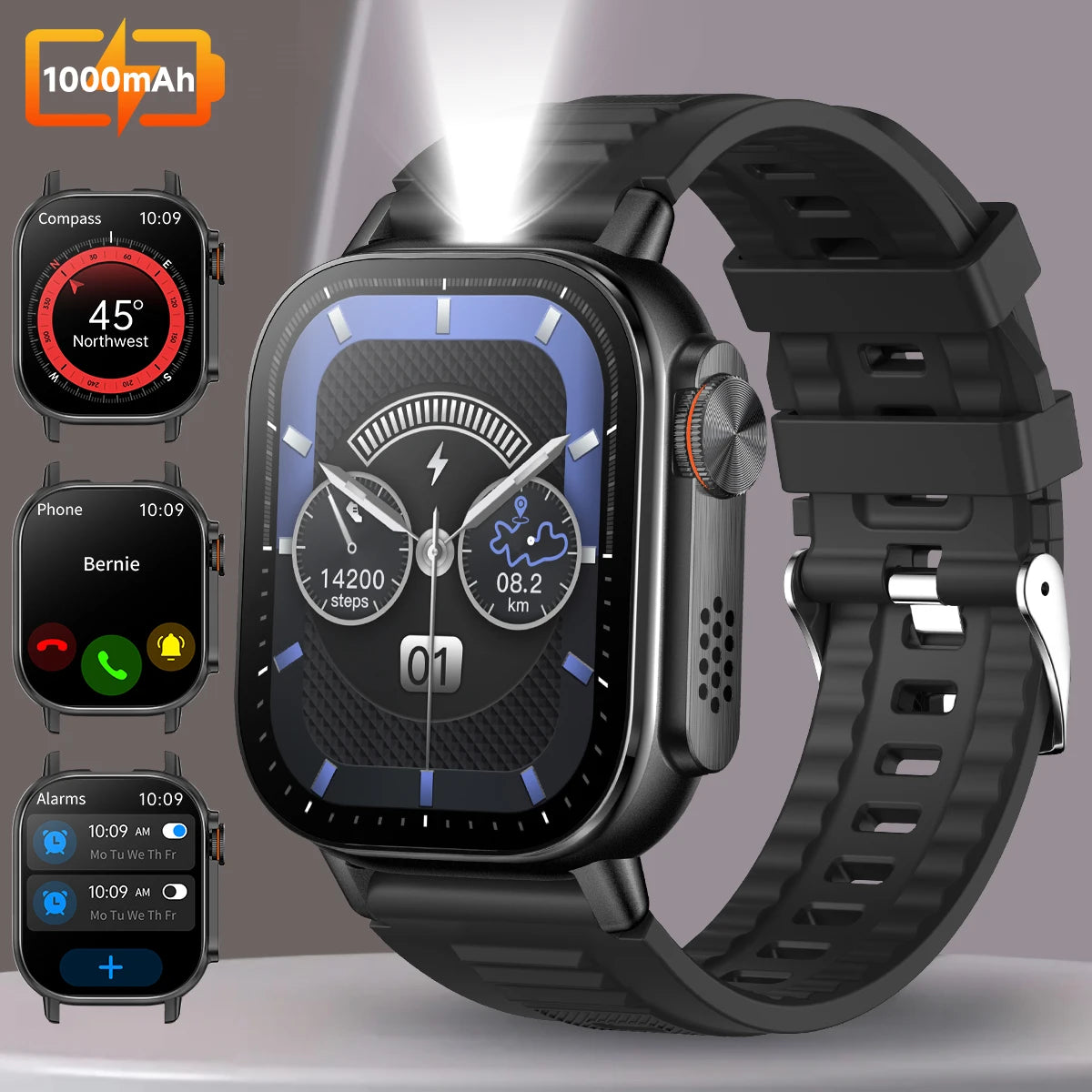New Smart Watch 2.01" AMOLED 100+ Sports Modes GPS Bluetooth Calls 1000mAh Mode IP68 Waterproof Smartwatch For IOS&Android