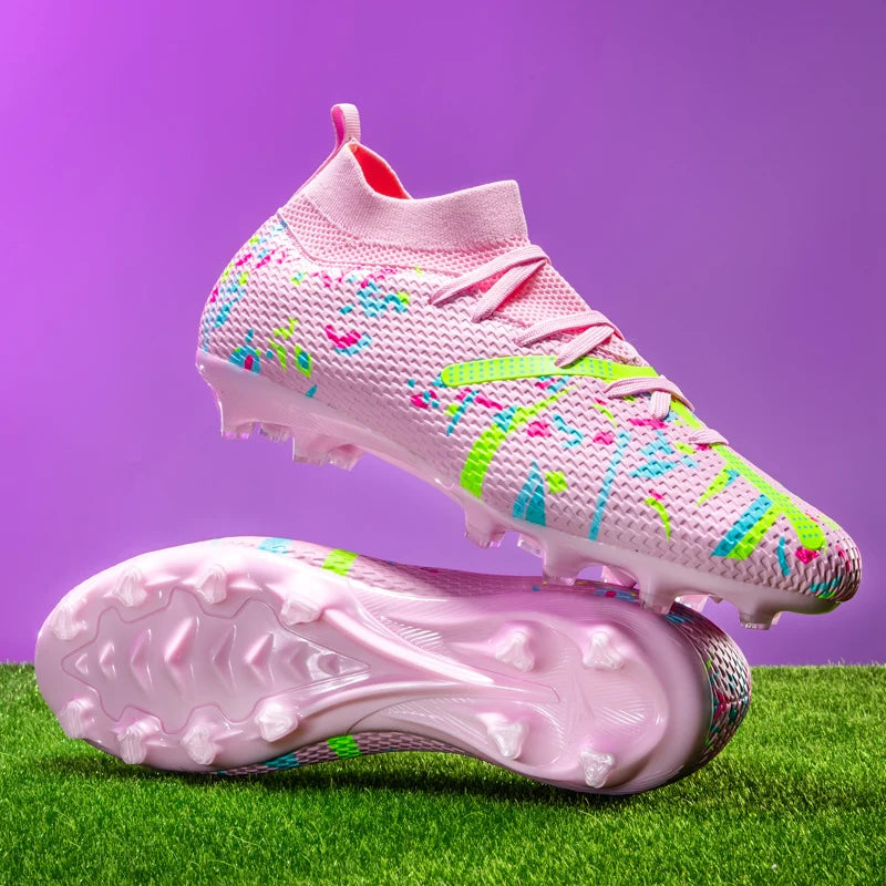 Men's High Ankle Football Boots Turf Soccer Cleats Breathable Non-slip Training Match Sneakers Outdoor Sports TF Soccer Shoes