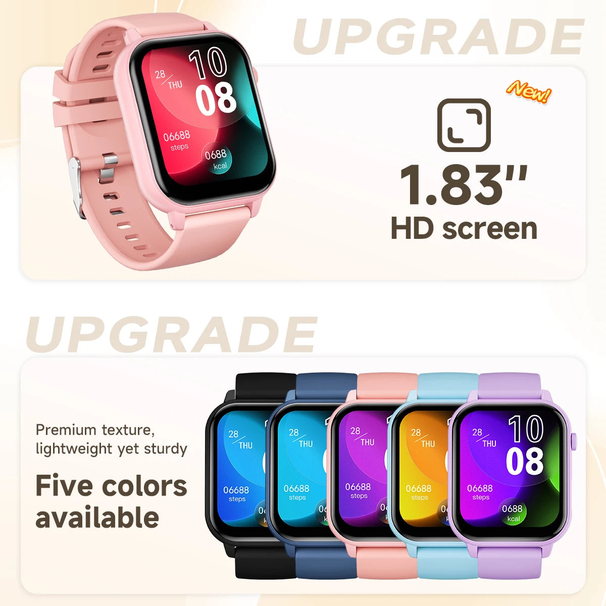 Smartwatch for men women 1.83‘’ Screen  Intelligent Voice Assistant SIRI Bluetooth Call Fitness Equipment Holiday Gift